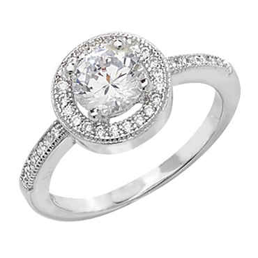 Silver CZ Halo ring – Hallmarks Jewellers